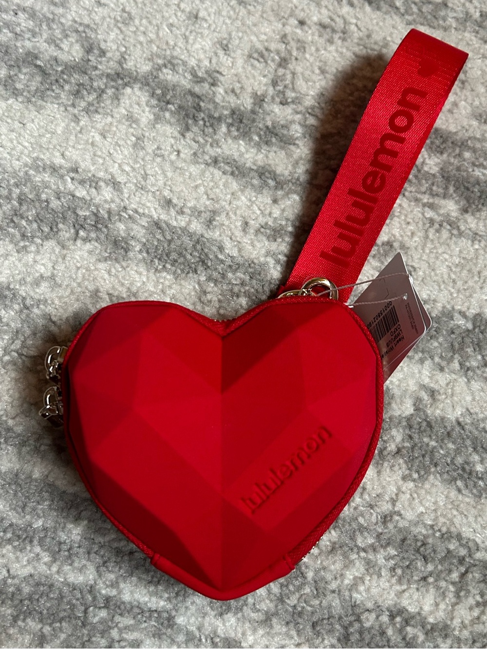 NWT Lululemon red heart wristlet